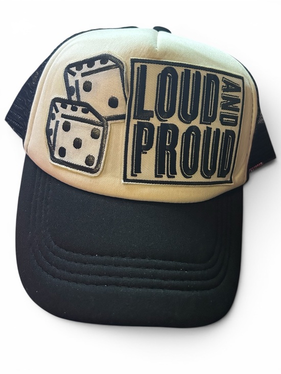 PINKIE7775 Accessories - Loud and Proud Embroidered Trucker Hat - Black & white